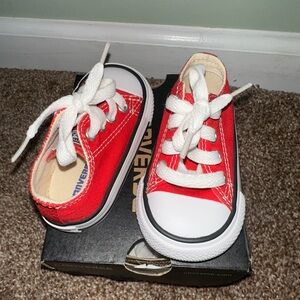 Converse Red and White Canvas Sneakers